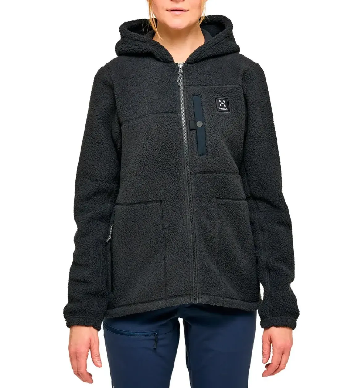 Haglöfs Malung Pile Hood Fleecetrøje Dame, Sort