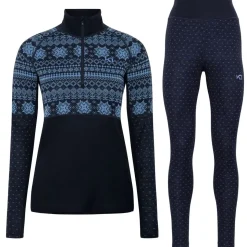 Kari Traa Vilma H/Z Merinould Skiundertøjssæt Dame, sea