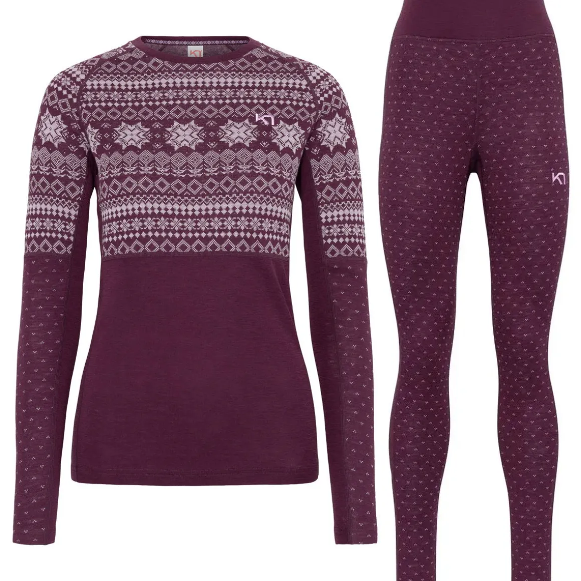 Kari Traa Vilma Merinould Skiundertøjssæt Dame, wine